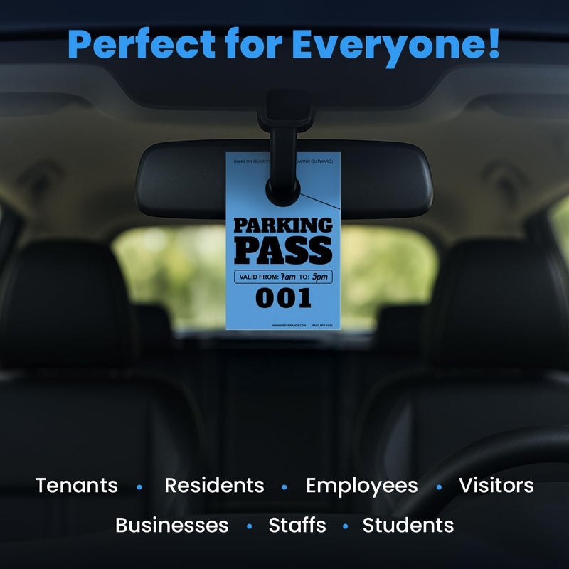 MESS Parking Permit Hang Tag, 001-500 Numbered, 3x5 Blue, Temporary Car Tags for Rear View Mirror or Windshield, Parking Pass Hangtags - Image 5
